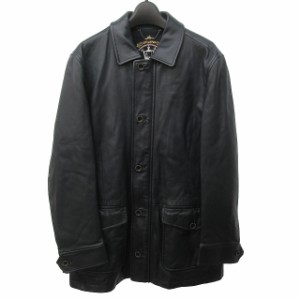 【中古】ダックス DAKS LONDON 美品 ステンカラーコート レザージャケット 羊革 黒 ブラック M 0214 IBO47 メンズ