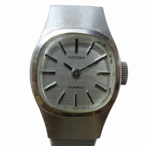 【中古】シチズン 腕時計 手巻き 二針 ホワイトゴールド 文字盤 動作確認済 稼働品 4-674111S シルバーカラー