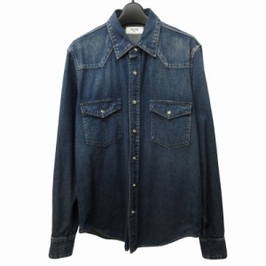 【中古】セリーヌ CELINE 19AW 小さいサイズ クラシックウエスタンデニムシャツ コットン 長袖 2T014133G ブルー XS