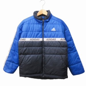 【中古】アディダス adidas ジャケット ブルゾン ロゴ キッズ 男の子 青 ブルー 紺 ネイビー 150 0410 ■KK4 キッズ