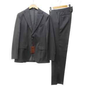 美品　エトロ　グレー ピンストライプ セットアップ スーツ 紫裏地 52 美品 エトロ グレー ピンストライプ セットアップ スーツ 紫裏地 52