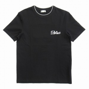 【中古】美品 21ss ディオール × ケニーシャーフ DIOR バックトランプ ロゴ 刺繍 Tシャツ カットソー XXS 黒◆５ 