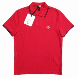 【中古】未使用品 18ss モンクレール MONCLER ロゴワッペン ポロシャツ 半袖 カットソー S 赤 レッド メンズ ◆６ 