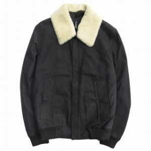 【中古】良品 12aw ディオールオム Dior ムートンファー ラム レザー ジャケット ブルゾン 中綿 羊革 44 黒 メンズ 