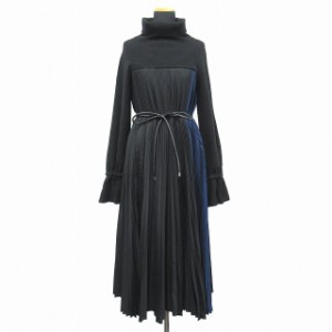 【中古】美品 17aw サカイ sacai タートルネック プリーツ ワンピース ドレス ドッキング ニット 切替 17-03377 ◆11