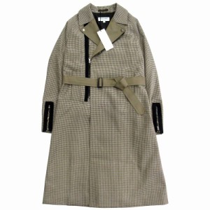 【中古】未使用品 23aw マサオシミズ masao shimizu ライダース ドッキング トレンチ コート 千鳥 ロング ジャケット