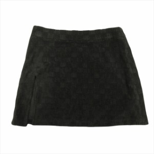 【中古】未使用品 アンブッシュ AMBUSH MONOGRAM SKIRT 総柄 ミニ スカート スリット パイル M 黒 ブラック 