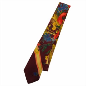 【中古】グッチ GUCCI 70's 花柄 ネクタイ シルク100% フォーマル スーツ パーティ 筆記体タグ フラワー オールド 