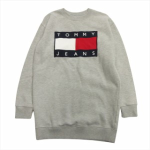 【中古】トミー ジーンズ TOMMY JEANS ビッグロゴ スウェット シャツ トレーナー カットソー ロング ワンピース S