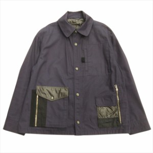 【中古】ランバン LANVIN ワーク ジャケット ブルゾン カバーオール 切替 アシンメトリー 46 ネイビー メンズ 