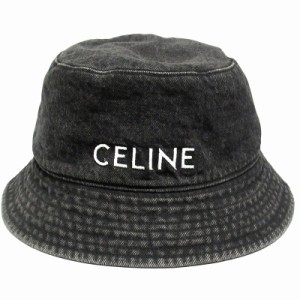 【中古】美品 セリーヌ CELINE by Hedi Slimane ロゴ 刺繍 デニム バケット ハット 帽子 2AUD3511N 38VB エディ期 