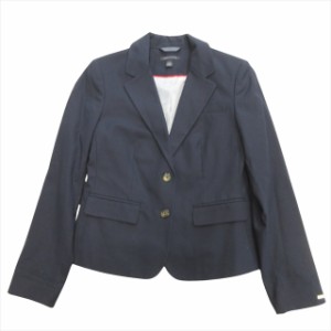 【中古】トミーヒルフィガー TOMMY HILFIGER テーラード ジャケット 紺ブレザー ロゴ プレート 無地 4 ネイビー 