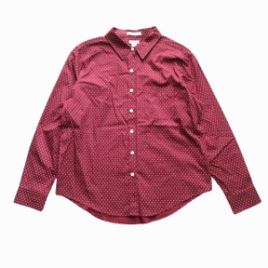 【中古】エルエルビーン L.L.BEAN 総柄 ドット シャツ カットソー ブラウス カッター M バーガンディー メンズ ♪２