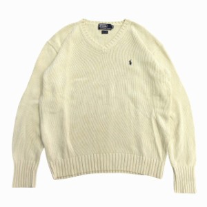 【中古】ポロ バイ ラルフローレン Polo by Ralph Lauren Vネック ニット セーター ポニー M アイボリー レディース 