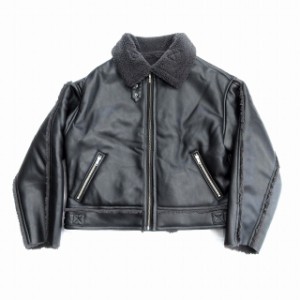 【中古】ジーナシス JEANASIS フェイクレザー ボア 切替 コート ジャケット ブルゾン JS071284TS 黒 レディース ♪11 