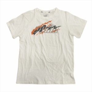 【中古】未使用品 プーマ PUMA ロゴ プリント Tシャツ カットソー スポーツ 160 白 ホワイト キッズ 子供 ジュニア※ 