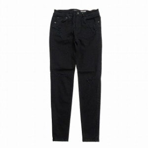 【中古】未使用品 ジーナシス JEANASIS クラッシュ デニム スキニー パンツ ジーンズ L 黒 ブラック レディース♪11 