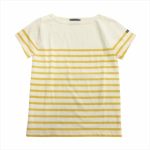 【中古】美品 ルミノア Leminor S/S バスクシャツ Tシャツ 半袖 カットソー ボーダー ロゴ ボートネック 1 イエロー