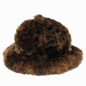 【中古】美品 カンゴール KANGOL "Faux Fur Casual" フォックスファー ハット 帽子 フェイクファー レオパード M