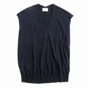 【中古】ユナイテッドアローズ UNITED ARROWS Vネック ニット ベスト カットソー ノースリーブ 紺 レディース♪１