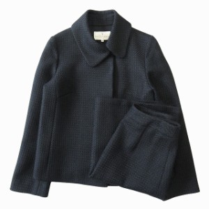 【中古】トラサルディ TRUSSARDI ウール セットアップ スーツ ジャケット スカート サイズ38/40 黒 ブラック