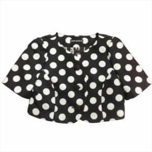 【中古】美品 マリークワント MARY QUANT ドット クロップド ジャケット ブルゾン ボレロ M 黒 ブラック 白 ホワイト