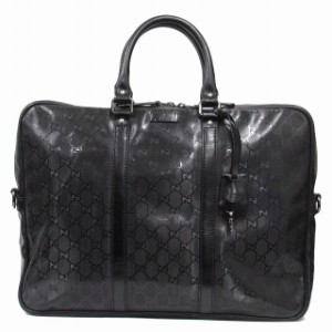 【中古】美品 グッチ GUCCI GGインプリメ レザー ビジネス ハンド バッグ 書類かばん ブリーフケース ロゴ 201480 黒