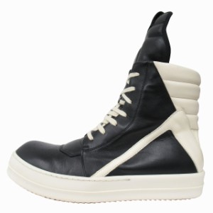 【中古】極美品 23AW リックオウエンス Rick Owens "GEOBASKET" ジオバスケット レザー ハイカット スニーカー 42