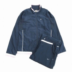 【中古】ナイキ NIKE スポーツ ウェア 上下 2点 セット ジャージ パンツ 裏メッシュ M 紺 ネイビー レディース♪11 