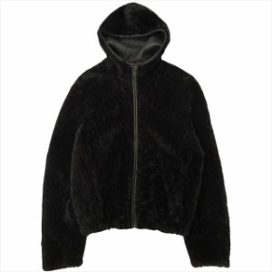 【中古】プラダ PRADA ムートン レザー パーカー ジャケット ブルゾン コート フーディ 羊革 シープファー 52