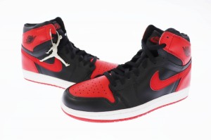 【中古】ナイキ NIKE 2001年製 AIR JORDAN 1 RETRO BRED エア ジョーダン レトロ ブレッド 26.5 黒赤 ▲■ 210824/106