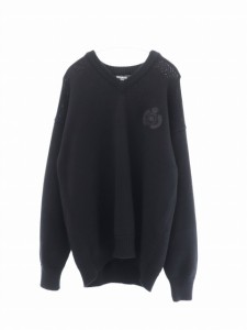 【中古】バレンシアガ BALENCIAGA 21AW FREE INTARSIA KNIT V-NECK SWEATER バック プリント Vネック ニット セーター