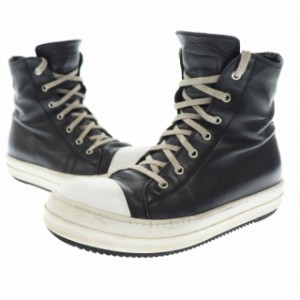 【中古】リックオウエンス Rick Owens RAMONES ラモーンズ レザー ハイカット ジップアップ スニーカー 23273 41 黒