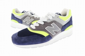 【中古】ニューバランス NEW BALANCE 997 MADE IN U.S.A. M997LBL スニーカー 27.5 D MEDIUM 紺 黄緑 ネイビー ネオン