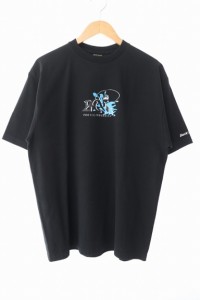 【中古】バックチャンネル BACK CHANNEL 23SS フィッシング ロゴ プリント 半袖Tシャツ T2323100 L 黒 ブラック