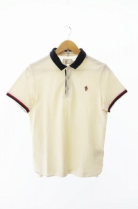 【中古】モンクレール MONCLER MAGLIA POLO MANICA CORTA ロゴ ワッペン 半袖ポロシャツ S アイボリー ●240304