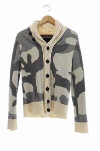 【中古】ウノピュウノウグァーレトレ 1PIU1UGUALE3 SHAWL CARDIGAN BIG CAMO 迷彩 ニット カーディガン 3 白●231212