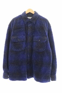 【中古】クーティー COOTIE 20AW Ombre Boa Check CPO Jacket オンブレ チェック柄 ボア ジャケット M 青 231215