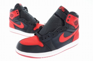 【中古】ナイキ NIKE WMNS AIR JORDAN 1 RETRO HI OG Satin Bred エアジョーダン ワン サテン ブレッド 27.5