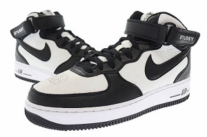 【中古】ナイキ NIKE ×STUSSY ステューシー AIR FORCE 1 MID Black and Light Bone エアフォース1 ミッド 27■240110