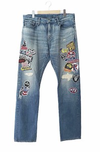 【中古】ヒステリックグラマー HYSTERIC GLAMOUR HG STICKERS ロゴ ステッカー ストレート デニム W34 L33 240506