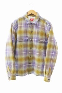 【中古】シュプリーム SUPREME 22AW シアリング ラインド フランネル シャツ ボア ジャケット S パープル イエロー