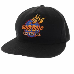 【中古】シュプリーム SUPREME 17AW Fire 5-Panel Cap ファイヤー ロゴ 刺繍 5パネル キャップ 黒 ☆AA★▲ 240513