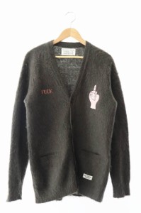 【中古】ワコマリア WACKO MARIA MOHAIR CARDIGAN TYPE-4 FUCK ロゴ 刺繍 モヘア ニット カーディガン M ●240227