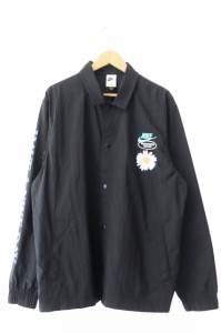 【中古】ナイキ NIKE AS M NSW HBR-S UL COACHES JKT ロゴ 刺繍 袖 プリント ナイロン コーチ ジャケット 黒 ●240307