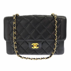 【中古】シャネル CHANEL ヴィンテージ 90年代 ラムスキン マトラッセ チェーン ショルダー バッグ 黒ブラック 240305