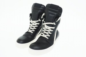 【中古】リックオウエンス Rick Owens GEO BASKET BLACK/MILK ジオバスケット ジオバス ハイカット スニーカー 40