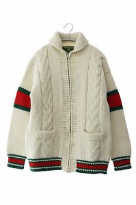 【中古】グッチ GUCCI カウチン セーター ニット ジップ ジャケット ブルゾン 541014 X1649 S 白 ☆AA★ 240521