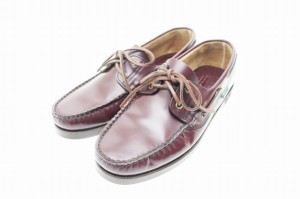 【中古】パラブーツ Paraboot BARTH MARRON BRIL BORDEAUX レザー デッキシューズ MARINEソール UK7 中古▲■ 240604