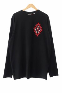 【中古】モンクレール MONCLER 23AW アルプス刺繍 L/S TEE ロゴ 長袖 Tシャツ ロンT H20918C0001 XL黒ブラック 240506